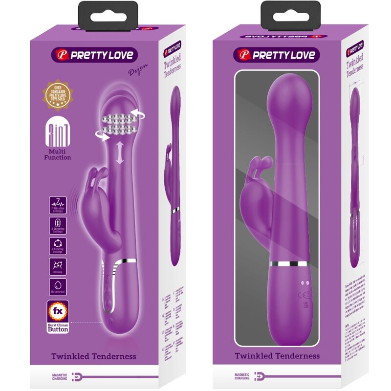 PRETTY LOVE - DEJON 3 IN 1 MULTIFUNKTIONS-RABBIT-VIBRATOR LILA