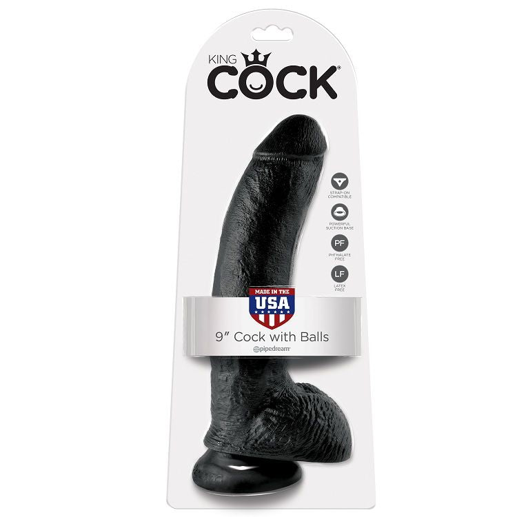KING COCK - DILDO SCHWARZ MIT EIER 22.9 CM