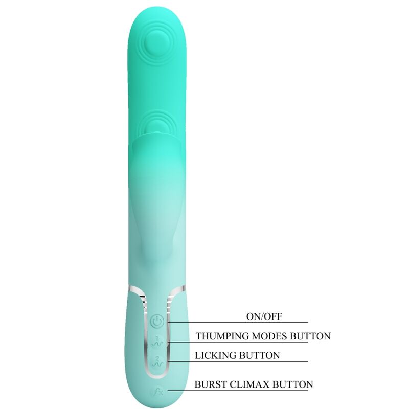 PRETTY LOVE - GIGI MULTIFUNKTIONS-RABBIT-VIBRATOR AQUAGRÜN
