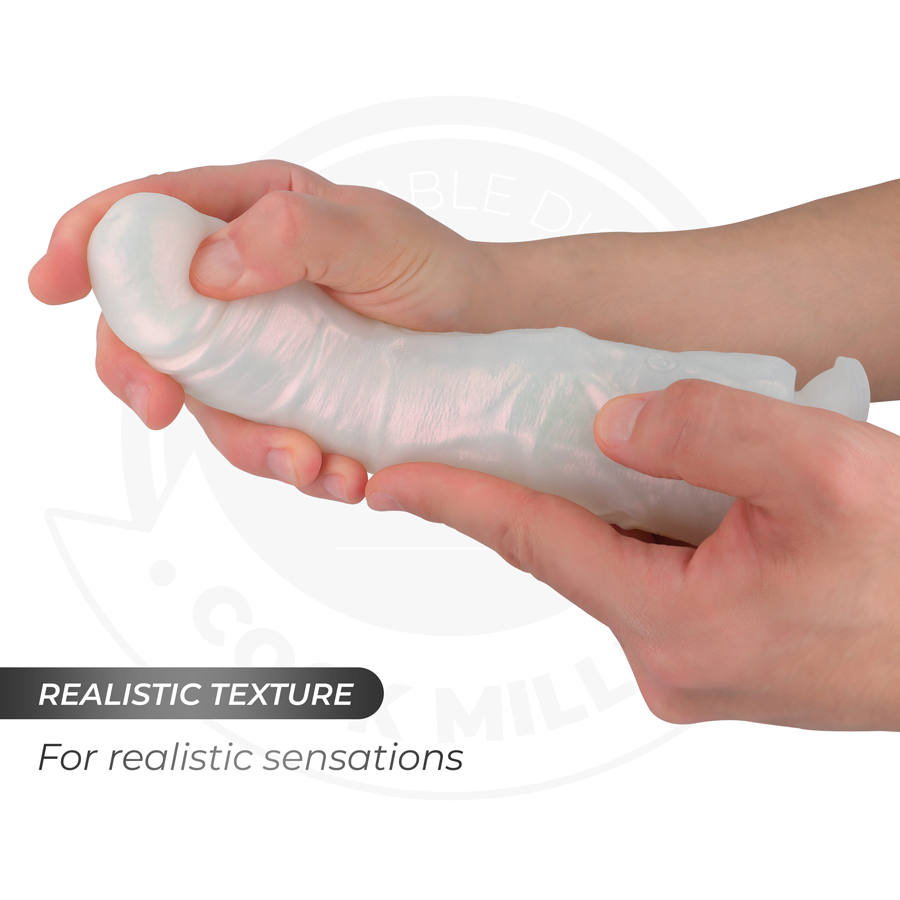 COCK MILLER - DILDO MIT SAUGNÄPFEN, LICHTERN UND VIBRATION MIT FERNBEDIENUNG WEISS 19,5 CM
