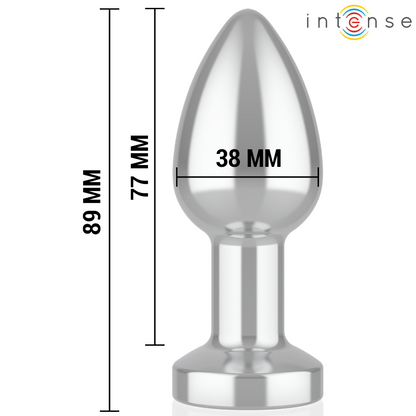 INTENSE - VIBRIERENDER ANALPLUG AUS METALL MIT LED-LEUCHTEN UND FERNBEDIENUNG - GRÖSSE M
