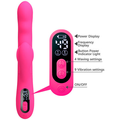 PRETTY LOVE - WINTERS MULTIFUNKTIONS-HASENVIBRATOR MIT LED-ANZEIGE, PINK