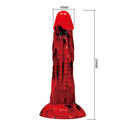 POWER MONSTERS - MINOTAUR FANTASY DILDO MIT SAUGAUFGANG 21 CM Ø 5 CM ROT &amp; SCHWARZ