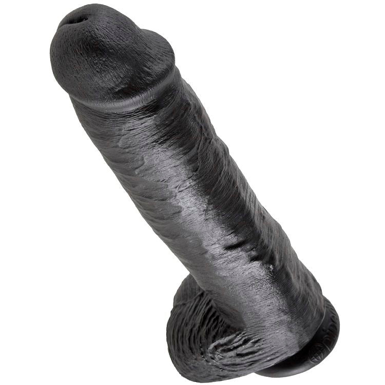 KING COCK - DILDO SCHWARZ MIT EIER 28 CM