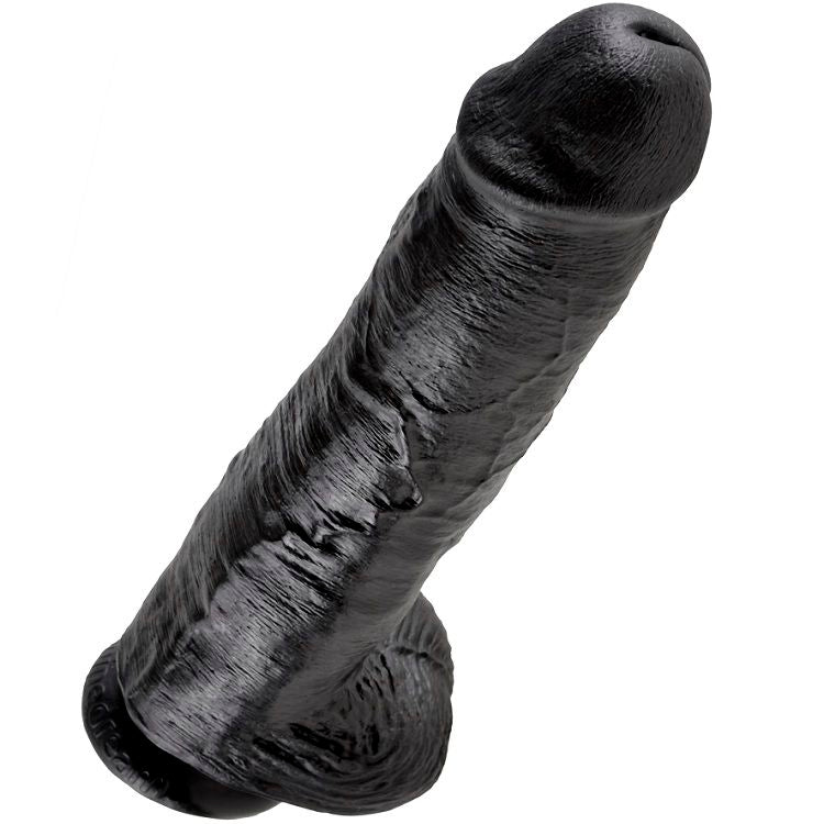 KING COCK - DILDO SCHWARZ MIT EIER 28 CM