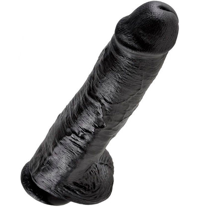 KING COCK - DILDO SCHWARZ MIT EIER 28 CM