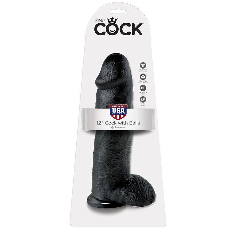 KING COCK - DILDO SCHWARZ MIT EIER 30.48 CM